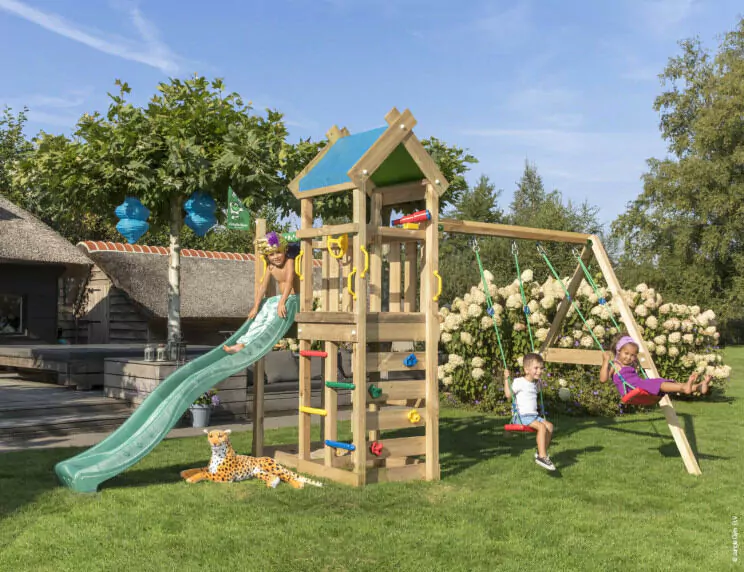 Jungle Nomad | Aire de jeux en bois avec balançoire double Jungle Nomad | Aire de jeux en bois avec balançoire double