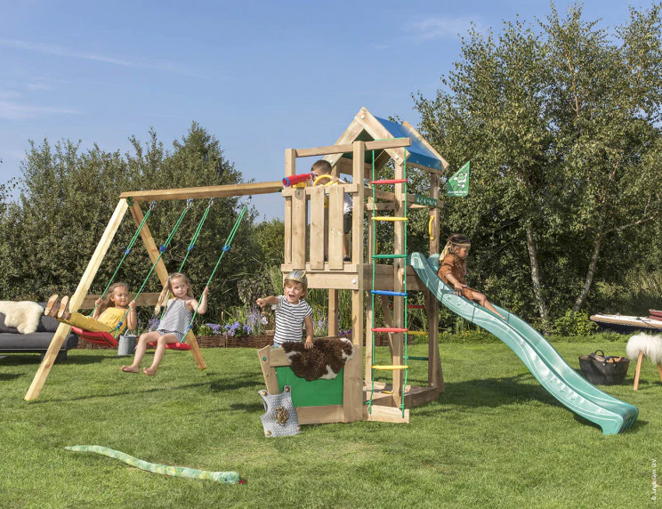 Jungle Viking | Aire de jeux en bois avec balançoire double Jungle Viking | Aire de jeux en bois avec balançoire double