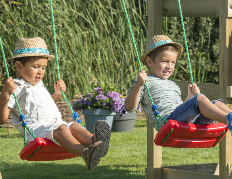 Jungle Viking | Aire de jeux en bois avec balançoire double Jungle Viking | Aire de jeux en bois avec balançoire double
