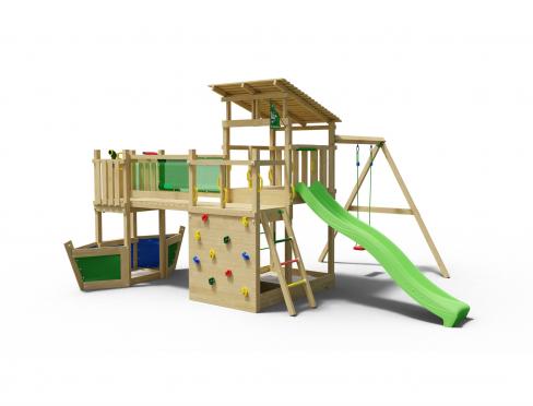 Jungle Cocoon | Aire de jeux en bois avec toboggan et pont suspendu
