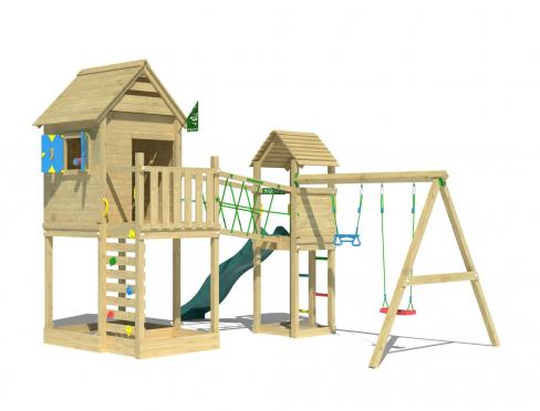 Jungle Retreat | Aire de jeux en bois avec balançoire double