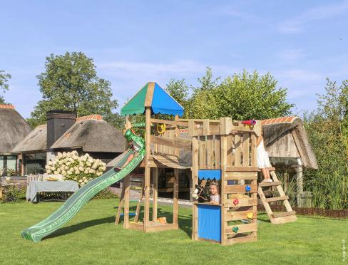 Jungle Explorer | Aire de jeux en bois avec balançoire et filet d'escalade
