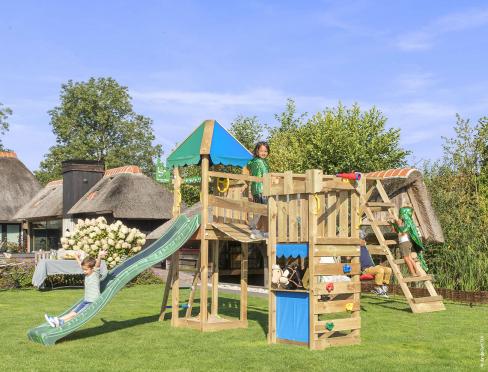 Jungle Explorer | Aire de jeux en bois avec balançoires & filet d'escalade