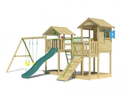 Jungle Stronghold | Aire de jeux en bois avec balançoire double
