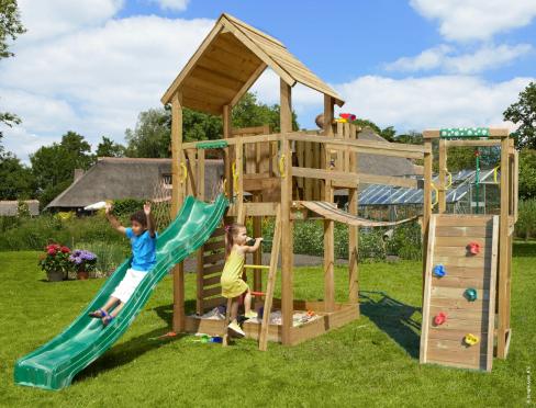 Jungle Palace | Aire de jeux en bois avec toboggan et pont suspendu