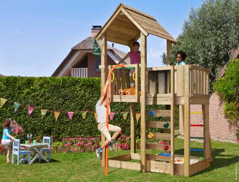 Jungle Cocoon | Aire de jeux en bois avec toboggan et pont suspendu
