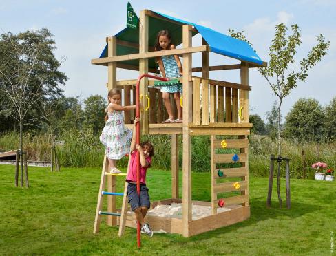 Jungle Fort | Aire de jeux en bois avec barre de pompier