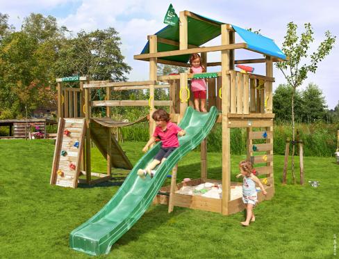 Jungle Fort | Aire de jeux en bois avec toboggan et pont suspendu