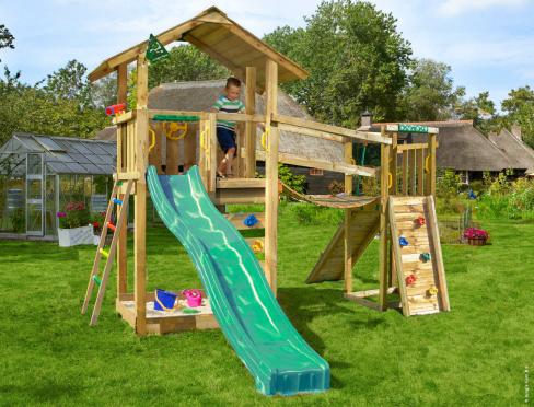 Jungle Sierra | Aire de jeux en bois avec toboggan & pont suspendu