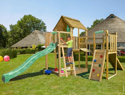 Jungle Cubby | Aire de jeux en bois avec toboggan et pont suspendu