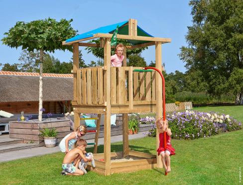 Jungle Hut | Aire de jeux en bois avec barre de pompier
