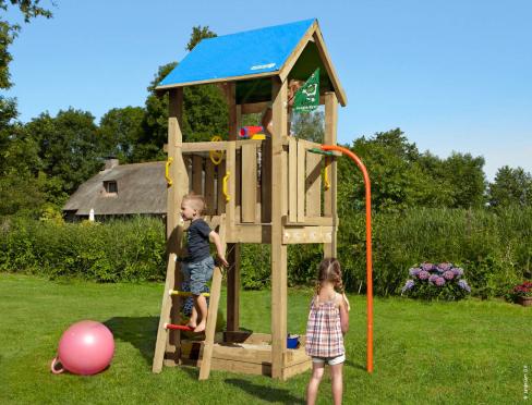 Jungle Castle | Aire de jeux en bois avec barre de pompier