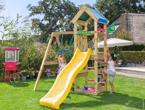 Jungle Nook | Aire de jeux en bois avec toboggan et étal de marché