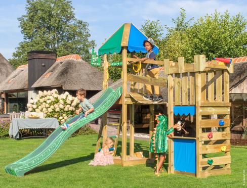 Jungle Explorer | Aire de jeux en bois avec toboggan et étal de marché