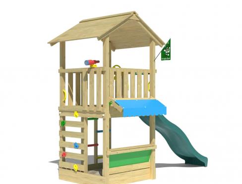 Jungle Vista | Aire de jeux en bois avec toboggan et étal de marché