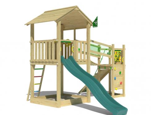 Jungle Fortress | Aire de jeux en bois avec toboggan & pont suspendu