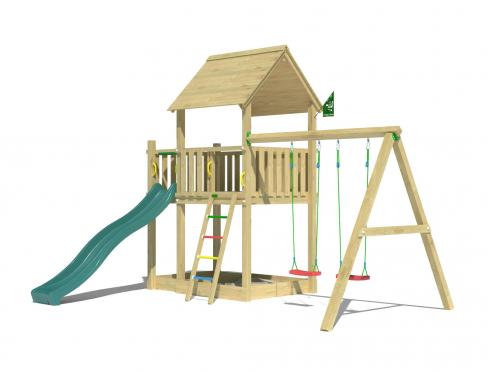 Jungle Silvi | Aire de jeux en bois avec balançoire double
