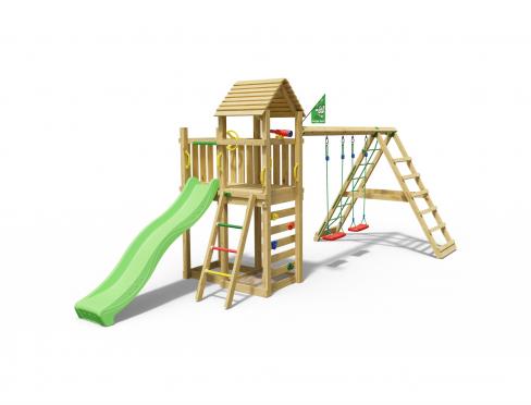 Jungle Safari | Aire de jeux en bois avec balançoires & filet d'escalade