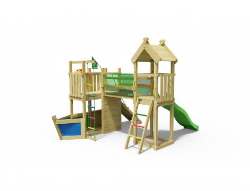 Jungle Nomad | Aire de jeux en bois avec balançoire et filet d'escalade