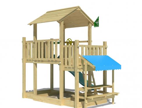 Jungle Valley | Aire de jeux en bois avec toboggan et table de pique-nique
