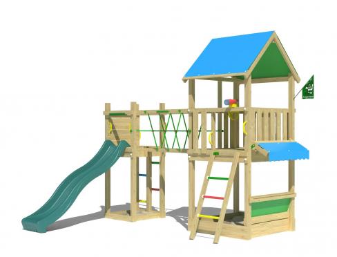Jungle Coupe | Aire de jeux en bois avec toboggan & étal de marché