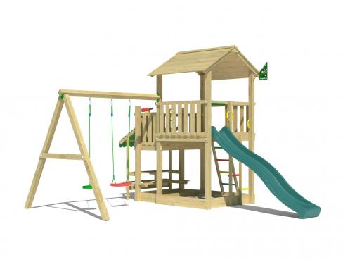 Jungle Skyline | Aire de jeux en bois avec balançoire double